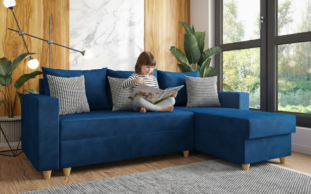 Раскладной угловой диван Фабиола, синий  3